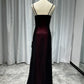 Robe de soirée élégante et moulante à bretelles spaghetti, style vintage bordeaux, longue, en tulle et satin, tenue de bal, robe de soirée, robe de bal, nv3929