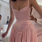 Rosa Elegante Mode Applikation Abendkleid A-Linie Riemen Langes Satin Ballkleid Abendkleid Hochzeitspartykleid Brautjungfernkleid nv3773