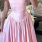 Robe de soirée rose élégante à bretelles trapèze, longue robe de bal en satin, robe de soirée, robe de soirée, robe de demoiselle d'honneur, nv3774