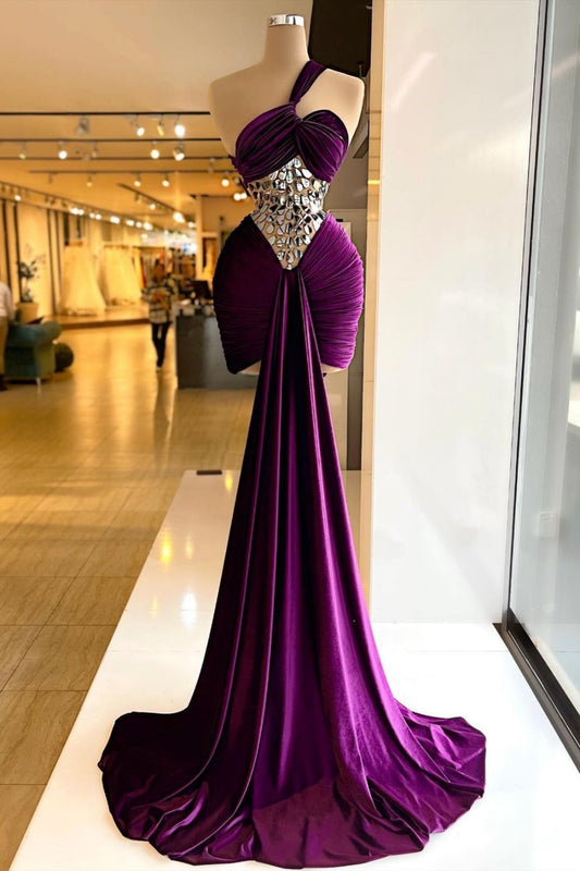 NiceVestidos – Lila, exquisites kurzes Samt-Abendkleid NV6075