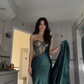 Green fashion sexy see-through slim long bustier dress evening dress wedding guest dress prom dress party dress nv2616