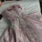 Pink Delicate Beaded Long Elegant Satin Ball Gown Evening Dress nv3170