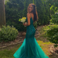 Green elegant exquisite applique beading long tulle ball gown evening dress party dress nv1404