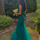 Green elegant exquisite applique beading long tulle ball gown evening dress party dress nv1404