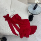 Robe de soirée longue en mousseline de soie à volants, élégante et florale, style bal de promo, rouge, nv3550