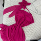 Robe de soirée longue en mousseline de soie à volants, élégante et florale, rose, nv3560
