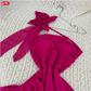 Robe de soirée longue en mousseline de soie à volants, élégante et florale, rose, nv3560