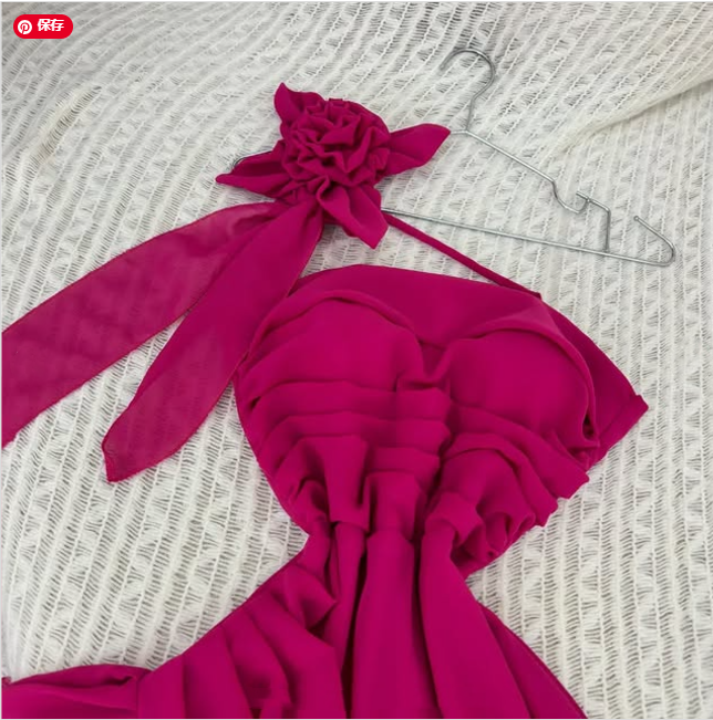 Robe de soirée longue en mousseline de soie à volants, élégante et florale, rose, nv3560