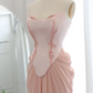 Trägerloses A-Linien-Ballkleid im Meerjungfrauen-Stil in Rosa, Abend- und Ballkleid nv1743