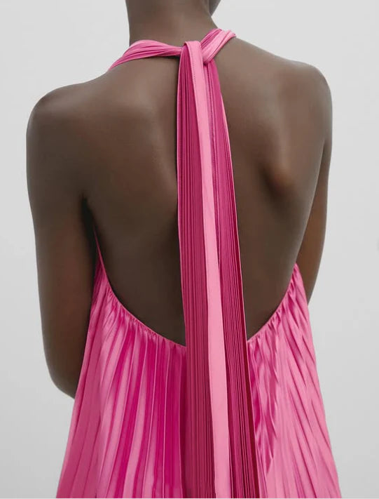 Rosa/grünes V-Ausschnitt, tief ausgeschnitten, lang, elegantes Satin-Ballkleid, Abendkleid, Hochzeitsgastkleid nv2976