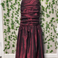 Burgunderrotes, elegantes, langes Satin-Ballkleid mit Spaghettiträgern im Retro-Stil, Partykleid, Abendkleid nv3632