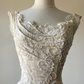 Robe de soirée longue en dentelle, élégante et élégante, blanche ivoire, avec perles exquises, nv3635