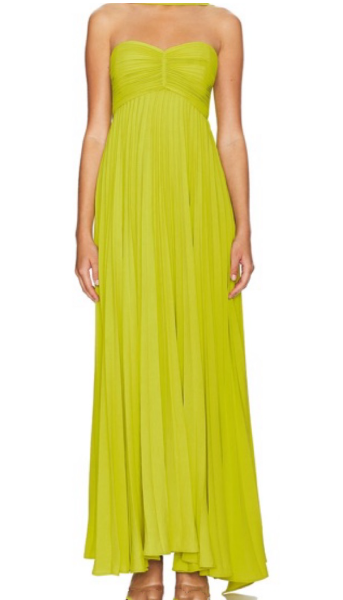 Gelbgrünes, schlichtes, elegantes Tube-Top mit schulterfreiem, langem Chiffon-Ballkleid, Partykleid, Abendkleid mit Schal, NV2420