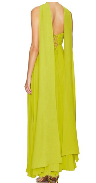 Gelbgrünes, schlichtes, elegantes Tube-Top mit schulterfreiem, langem Chiffon-Ballkleid, Partykleid, Abendkleid mit Schal, NV2420
