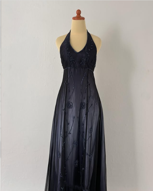 Robe de soirée longue en satin et tulle, élégante, dos nu, style vintage, noire et bordeaux, avec perles exquises, nv3743