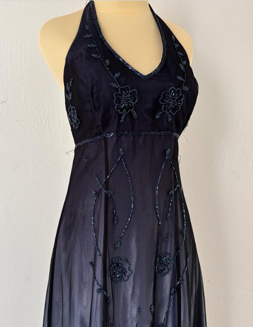 Robe de soirée longue en satin et tulle, élégante, dos nu, style vintage, noire et bordeaux, avec perles exquises, nv3743