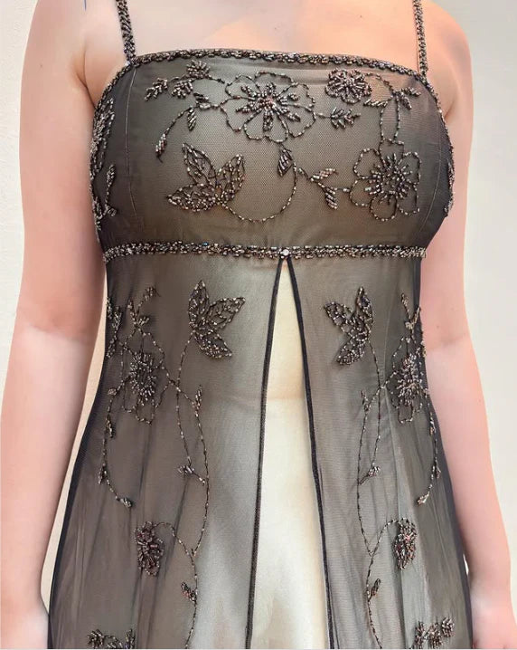 Braun Elegante Mode Exquisite Spaghetti Strap Lange Tüll Ballkleid Abendkleid Partykleid Ballkleid nv3978