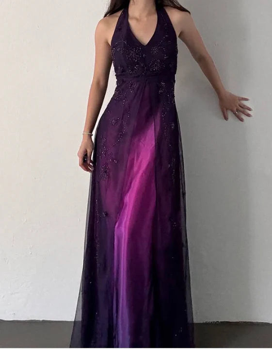 Robe de soirée longue en tulle violet, élégante et à la mode, avec bretelles exquises, robe de bal, robe de soirée, robe de bal, nv3977