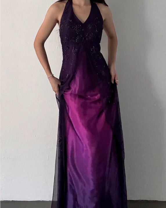 Robe de soirée longue en tulle violet, élégante et à la mode, avec bretelles exquises, robe de bal, robe de soirée, robe de bal, nv3977