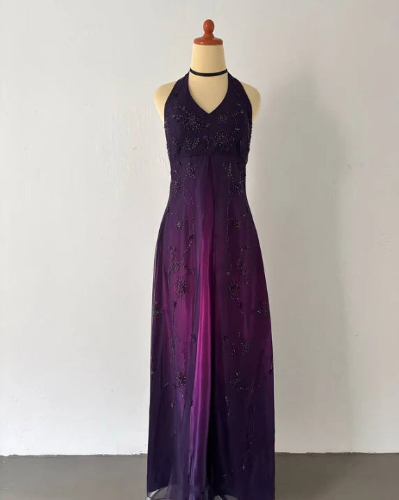 Robe de soirée longue en tulle violet, élégante et à la mode, avec bretelles exquises, robe de bal, robe de soirée, robe de bal, nv3977