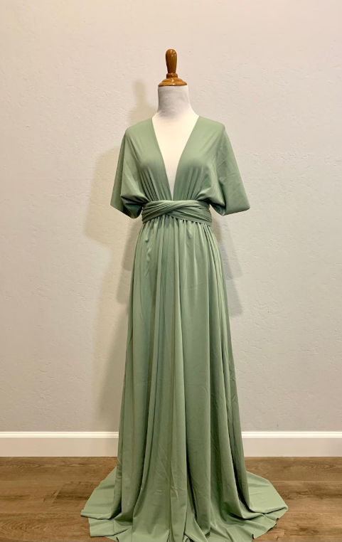 Grünes, modisches V-Ausschnitt-Trägerkleid, elegantes, langes Satin-Ballkleid, Abendkleid, Brautjungfernkleid, Ballkleid, nv3759