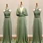 Grünes, modisches V-Ausschnitt-Trägerkleid, elegantes, langes Satin-Ballkleid, Abendkleid, Brautjungfernkleid, Ballkleid, nv3759
