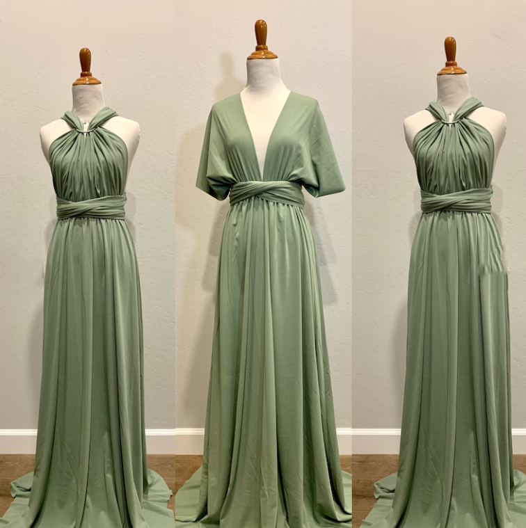 Grünes, modisches V-Ausschnitt-Trägerkleid, elegantes, langes Satin-Ballkleid, Abendkleid, Brautjungfernkleid, Ballkleid, nv3759