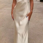 Robe de soirée sirène en satin champagne brillant, élégante, longue, à bretelles spaghetti, pour fête d'anniversaire, robe de bal, robe de bal, nv3950