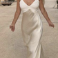 Robe de soirée sirène en satin champagne brillant, élégante, longue, à bretelles spaghetti, pour fête d'anniversaire, robe de bal, robe de bal, nv3950