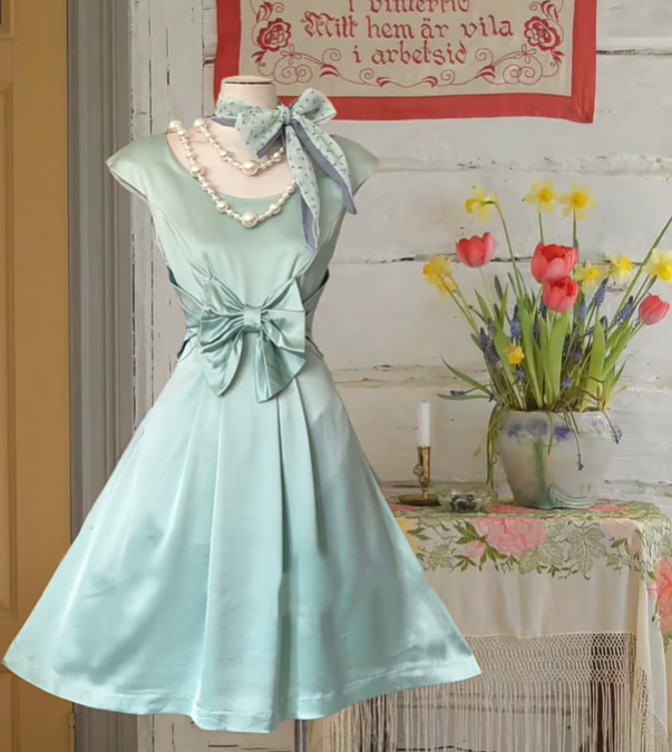 Mintgrünes elegantes süßes kurzes Satin-Heimkehrkleid, Ballkleid, Abendkleid, Partykleid nv4143