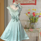 Mintgrünes elegantes süßes kurzes Satin-Heimkehrkleid, Ballkleid, Abendkleid, Partykleid nv4143