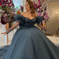 Blue/Pink Tulle Long Ball Gown A Line Evening Dress nv594
