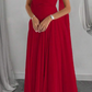Rotes elegantes schulterfreies langes Chiffon-Ballkleid Abendkleid Hochzeitsgastkleid nv2617