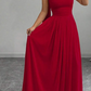 Rotes elegantes schulterfreies langes Chiffon-Ballkleid Abendkleid Hochzeitsgastkleid nv2617