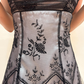 Robe de soirée courte en mousseline de soie à bretelles spaghetti, grise et noire, chic et florale, nv4346