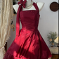 Rotes, modisches, kurzes Satin-Tüll-Heimkehrkleid, Geburtstagskleid, Bankettkleid, Partykleid, nv4557