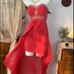 Rotes, modisches, perlenbesetztes, kurzes Chiffon-Heimkehrkleid, Geburtstagskleid, Bankettkleid, Partykleid, nv4558