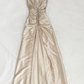 Robe de soirée longue en satin à bretelles et strass, style vintage, couleur champagne doré, nv4582