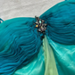 Robe de soirée longue en mousseline de soie, dégradé bleu-vert, exquise, strass, robe de soirée, nv4584
