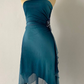 Robe de soirée courte en mousseline de soie à strass bleus scintillants nv4587