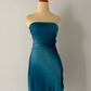 Robe de soirée courte en mousseline de soie à strass bleus scintillants nv4587