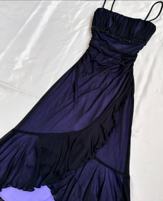 Robe de soirée courte en mousseline de soie, élégante, bleu violet, robe de bal, nv4598