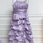Schulterfreies, gewelltes, gestuftes Mini-Partykleid, Geburtstags-Outfit, Abendkleid, Ballkleid nv2049