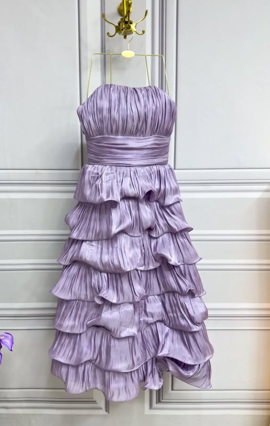Schulterfreies, gewelltes, gestuftes Mini-Partykleid, Geburtstags-Outfit, Abendkleid, Ballkleid nv2049
