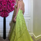 Green Satin V Neck Prom Dress A Line Evening Gown nv1162