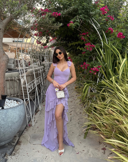 Purple Fashion Elegant Strap Long Chiffon Ruffle Ball Gown Evening Dress Party Dress nv3492