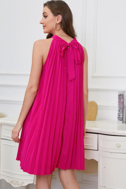 Robe de soirée courte rose à licou, robe de soirée d'anniversaire nv2876