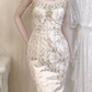 Elfenbeinweißes Vintage-elegantes langes Ballkleid, Abendkleid, Partykleid, nv4760
