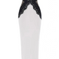 Weiß Schwarz Spitze Langes Satin Ballkleid Abendkleid Partykleid Hochzeitsgastkleid nv4798