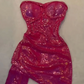 Robe de cocktail courte et scintillante rose tendance nv4792